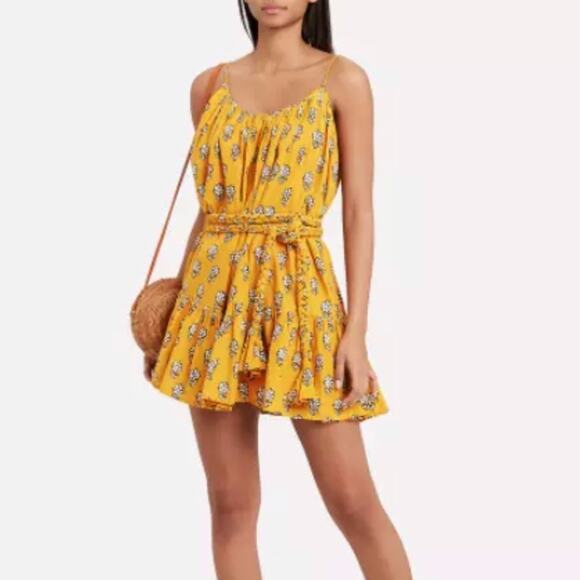 Rhode‎ Resort Nala Dress Floral Yellow Mini Belted Sleeveless Sz M